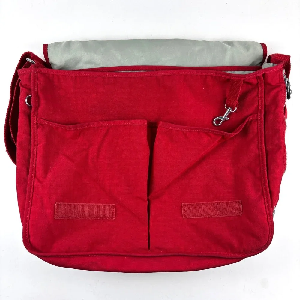 Kipling Madhouse Messenger‎ Bag Unisex Large Red Expandable Nylon Crossbody Y2K